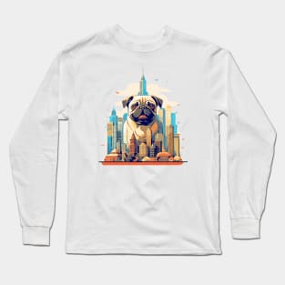 Pug Dog Pet Animal Beauty Nature City Discovery Long Sleeve T-Shirt